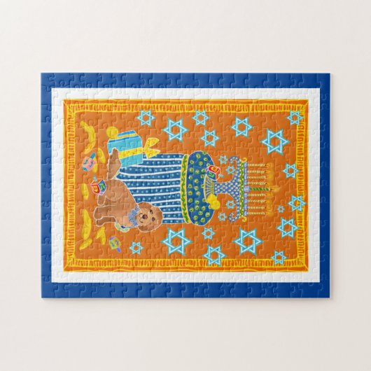 Doodle Dog Hanukah-puzzel Legpuzzel (Horizontaal)