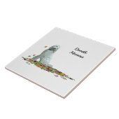 Doodle Dog in bladeren keramische Tegel Tegeltje (Zijkant)