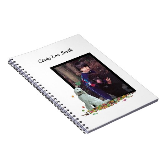 Doodle Dog in bladeren spiraal Notitieboek met fot (Rechterzijde)