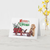 Doodle Dog Kerstmis Kaart (Gele Bloem)