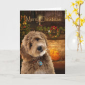 Doodle Dog Kerstmis Kaart (Gele Bloem)