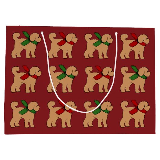 Doodle Dog Puppy Kerstvakantie Groot Cadeauzakje (Achterkant)