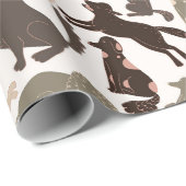 Doodle dog silhouette kleurig naadloos patroon cadeaupapier (Rol Hoek)