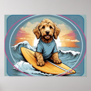 Doodle Dog Surfen Poster