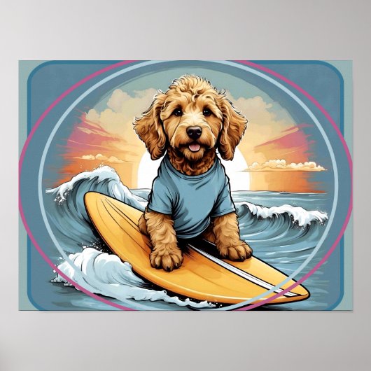 Doodle Dog Surfen Poster (Voorkant)
