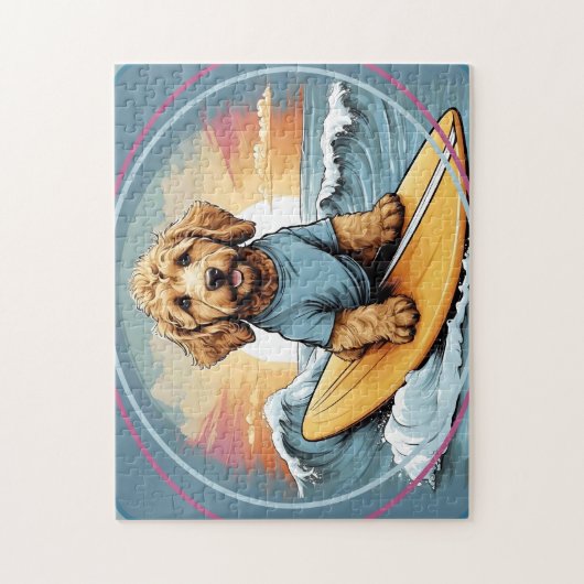 Doodle Dog Surfing Legpuzzel (Verticaal)