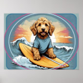 Doodle Dog Surfing Poster (Voorkant)