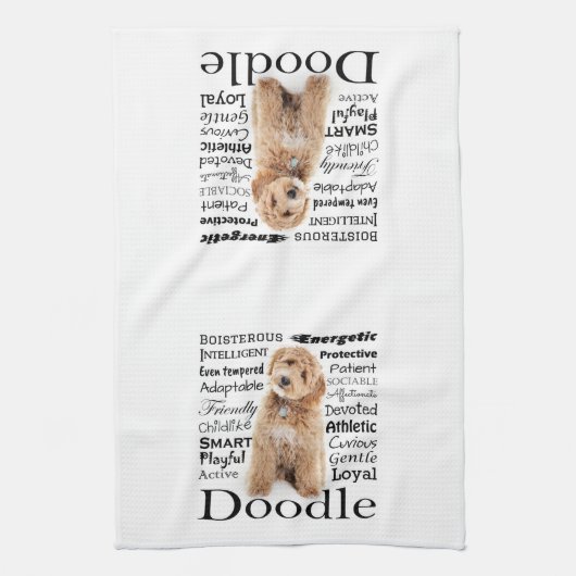 Doodle Dog Traits Theedoek (Verticaal)