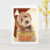 Doodle Dog Vaderdag Kaart (Gele Bloem)