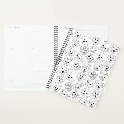 Doodle Dogs All Over Print Line Drawing Planner (Display)