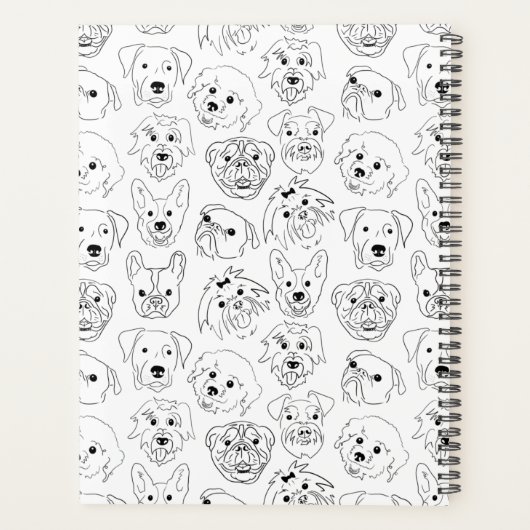 Doodle Dogs All Over Print Line Drawing Planner (Achterkant)