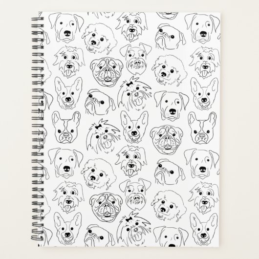 Doodle Dogs All Over Print Line Drawing Planner (Voorkant)