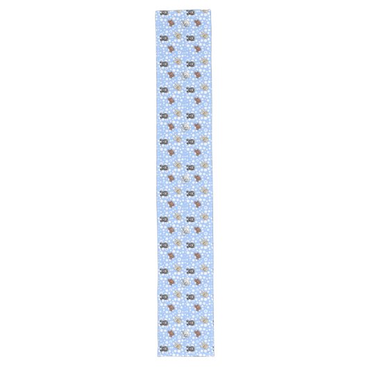 Doodle Dogs Blue Table Runner Lange Tafelloper (Voorkant)