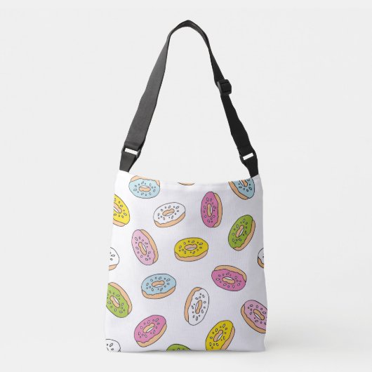 Doodle donuts patroon, naadloos ontwerp. crossbody tas (Voorkant)