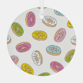 Doodle donuts patroon, naadloos ontwerp. glas ornament (Achterkant)