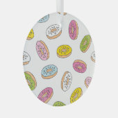 Doodle donuts patroon, naadloos ontwerp. glas ornament (Voorkant Rechts)