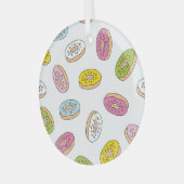 Doodle donuts patroon, naadloos ontwerp. glas ornament (Voorkant links)