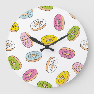 Doodle donuts patroon, naadloos ontwerp. grote klok