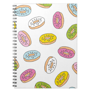 Doodle donuts patroon, naadloos ontwerp. notitieboek