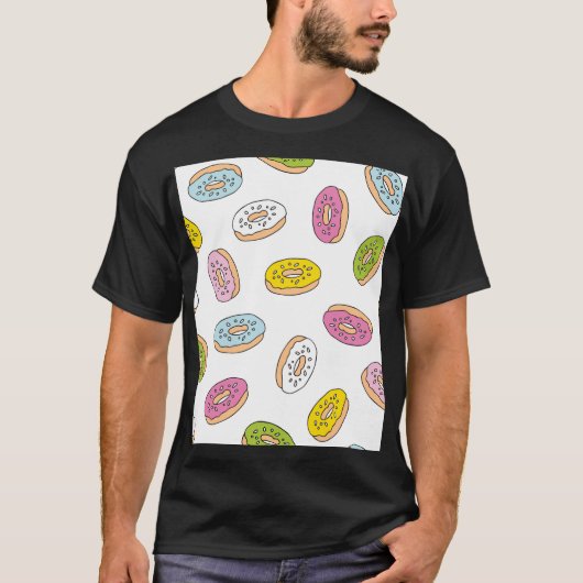 Doodle donuts patroon, naadloos ontwerp. t-shirt (Voorkant)