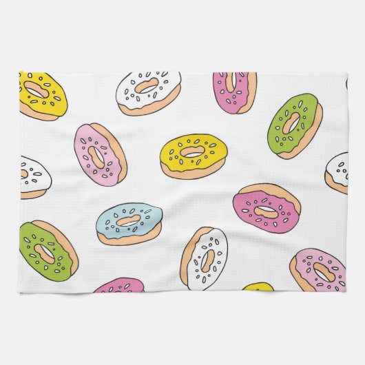 Doodle donuts patroon, naadloos ontwerp. theedoek (Horizontaal)