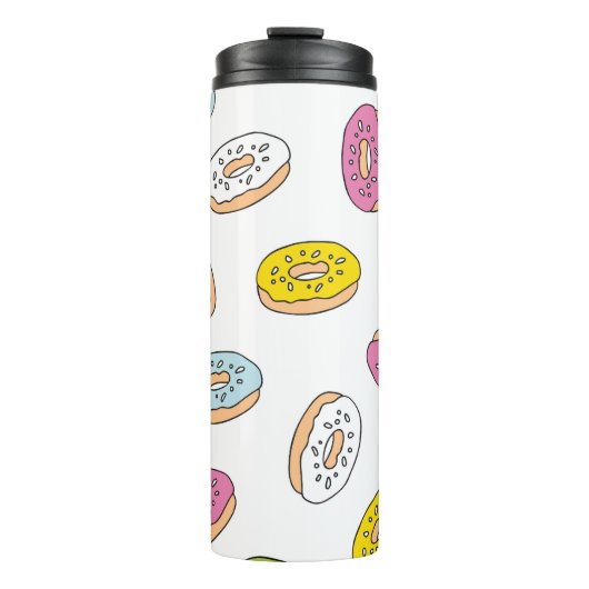 Doodle donuts patroon, naadloos ontwerp. thermosbeker (Voorkant)
