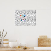 Doodle Drawings for Coloring, Cats, Clouds, Cactus Poster (Keuken)