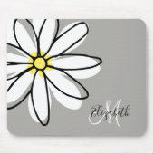 Doodle Drawn Daisy White Monogram Cute Muismat (Voorkant)