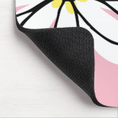 Doodle Drawn Daisy White Pink Monogram Cute Muismat (Hoek)