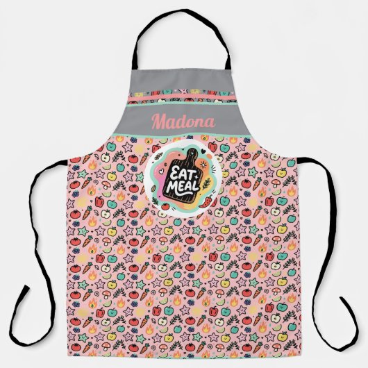 Doodle Eat Meal Kitchen Cutting Board Schort (Voorkant)