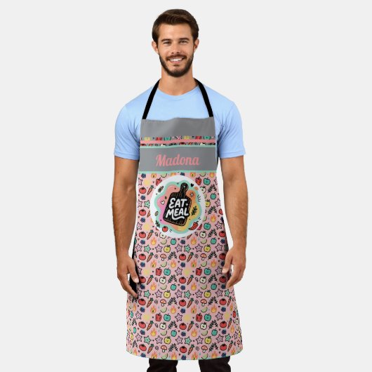 Doodle Eat Meal Kitchen Cutting Board Schort (Gedragen)