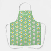Doodle Edelweiss Flower Print Light Green Apron Schort (Voorkant)