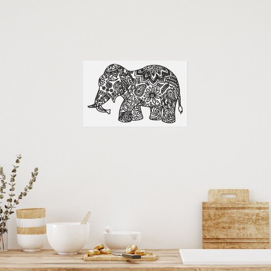 Doodle Elephant 2 Poster (Keuken)