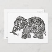 Doodle Elephant Briefkaart (Voorkant / Achterkant)