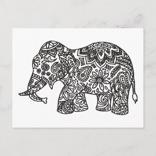 Doodle Elephant Briefkaart (Voorkant)