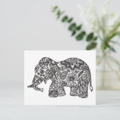 Doodle Elephant Briefkaart (Staand voorkant)