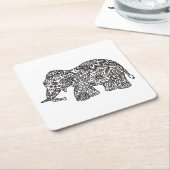 Doodle Elephant Kartonnen Onderzetters (Schuin)