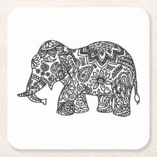 Doodle Elephant Kartonnen Onderzetters