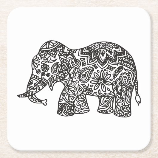 Doodle Elephant Kartonnen Onderzetters (Voorkant)