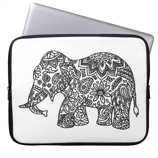 Doodle Elephant Laptop Sleeve (Voorkant)