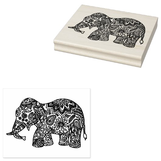 Doodle Elephant Rubberstempel (Gestempeld)