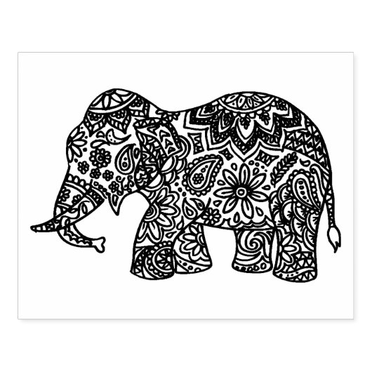 Doodle Elephant Rubberstempel (Afrduk)