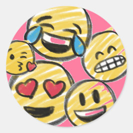 Doodle Emoji Cartoon Tween Teen Birthday Ronde Sticker