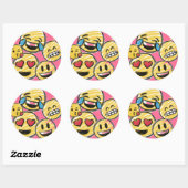Doodle Emoji Cartoon Tween Teen Birthday Ronde Sticker (Vel)