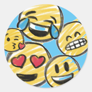 Doodle Emoji Cartoon Tween Teen Birthday Ronde Sticker