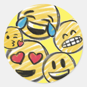 Doodle Emoji Cartoon Tween Teen Birthday Ronde Sticker