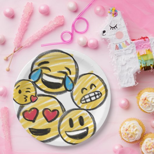 Doodle Emoji Cartoon Tweens Kinderen Birthday Papieren Bordje (Feest)