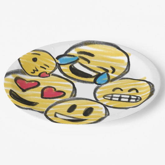 Doodle Emoji Cartoon Tweens Kinderen Birthday Papieren Bordje (Gekanteld)