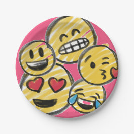 Doodle Emoji Pink Cartoon Tween Teen Birthday Papieren Bordje