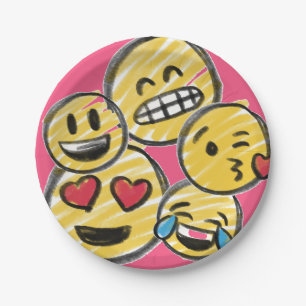 Doodle Emoji Pink Cartoon Tween Teen Birthday Papieren Bordje